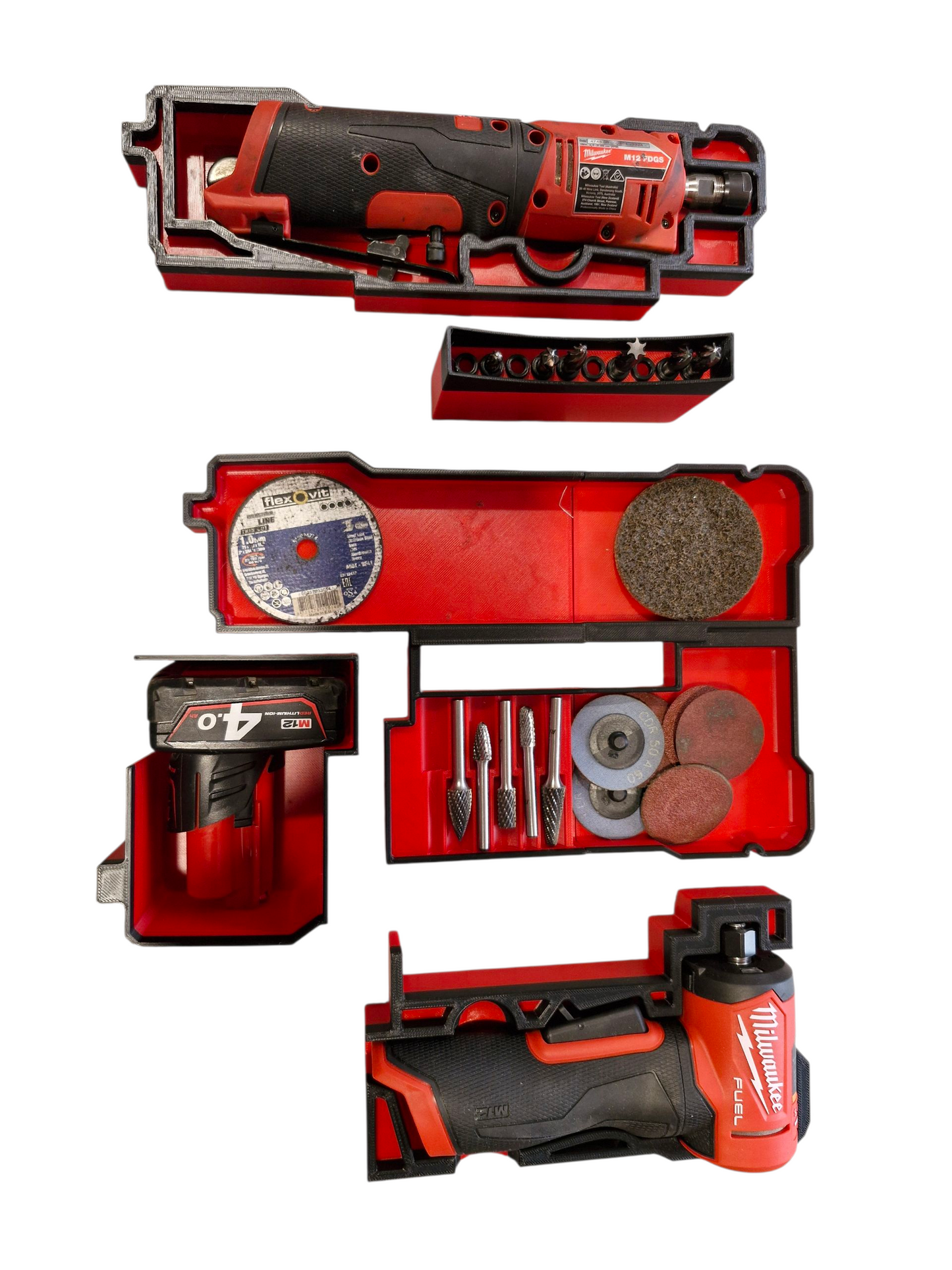 Milwaukee M12 Die Grinder Packout Insert Tool Storage