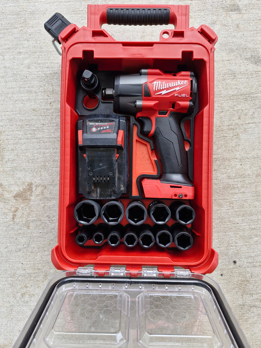 Milwaukee M18 FUEL Mid-Torque Impact + SAE Socket Organiser Insert Packout