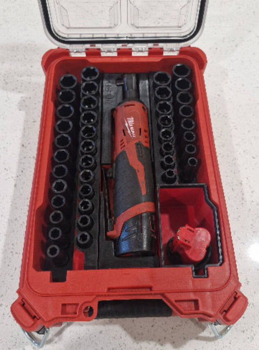M12 Ratchet & 3/8 Socket set INSERT for Milwaukee Packout Organizer