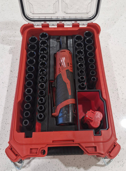 M12 Ratchet & 3/8 Socket set INSERT for Milwaukee Packout Organizer